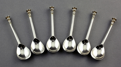 Salisbury Seal Top Silver Coffee Spoons (Set of 6) - Netherhampton Horde